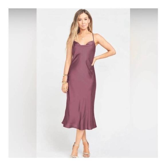 Show Me Your MuMu Verona Cowl Dress Dusty Plum Luxe Satin Small NWT - Picture 1 of 9